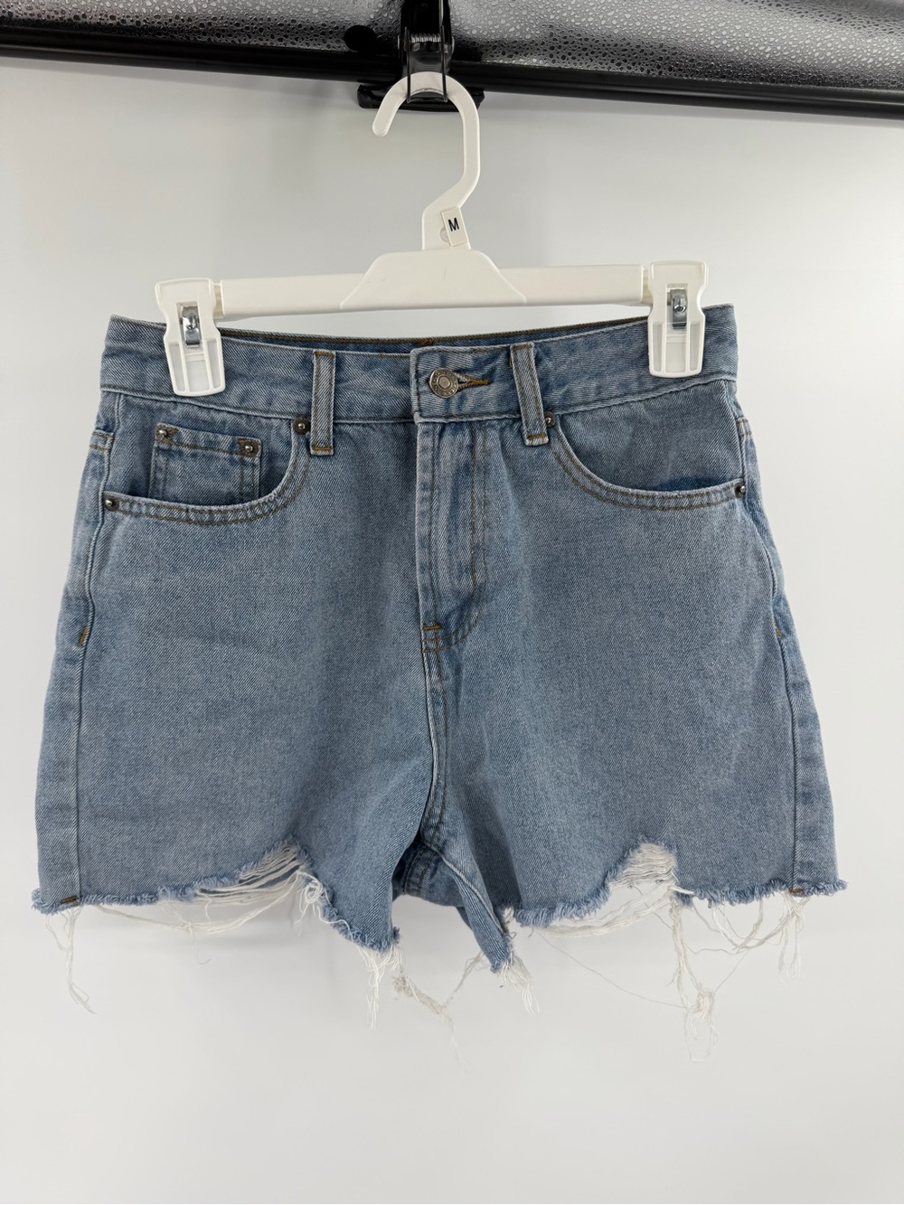 White Fox Distressed High Rise Jean Shorts Small 100% Cotton